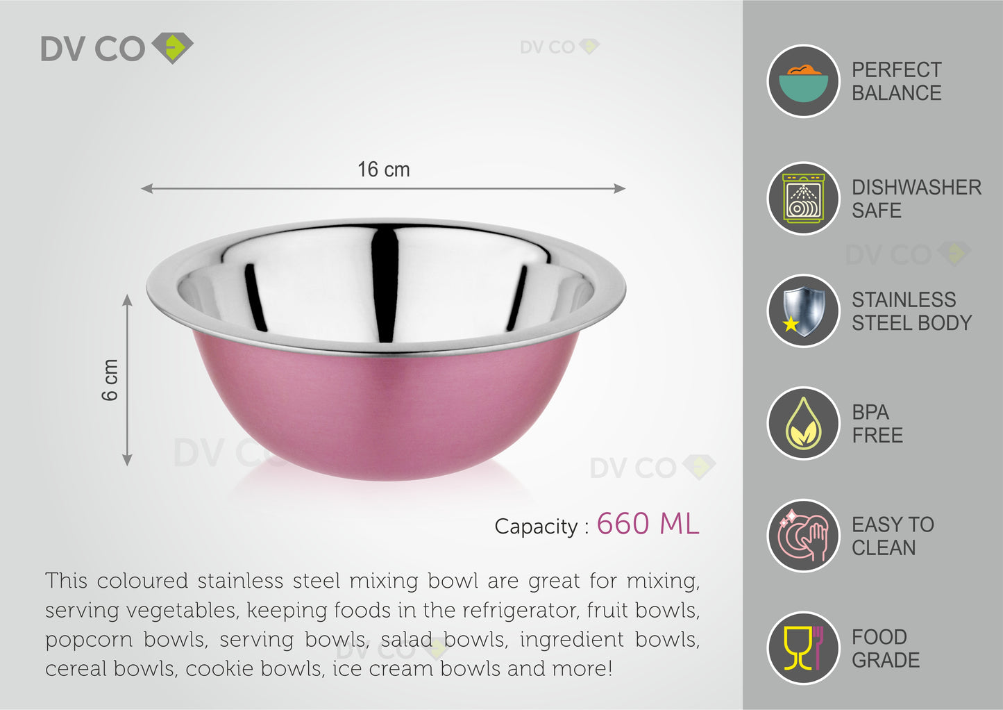 Kitchenware Mixing Bowl Pink Color
