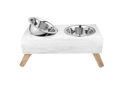 DV CO PETS Dog Feeder Large Dog & Pet Bowls Double Bowl Raised Food & Water Stand-Stainless Steel 2 Bowls