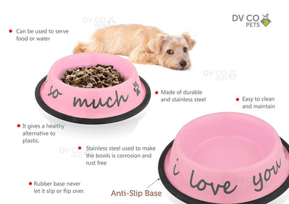 DV CO Stainless Steel Feeding Bowl for Pets | Water Bowl I Non-Toxic, Dishwasher Safe Pet Bowls for Dogs and Cats 24 OZ