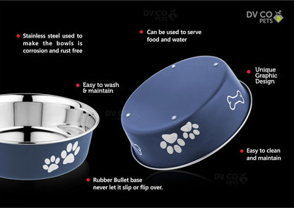 DV CO Stainless Steel Feeding Bowl for Pets | Water Bowl I Non-Toxic,Dishwasher Safe Pet Bowls for Dogs and Cats 24 OZ | DVCO15