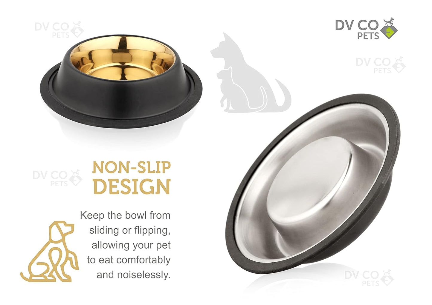 DV CO Stainless Steel Feeding Bowl for Pets | Water Bowl I Non-Toxic,Dishwasher Safe Pet Bowls for Dogs and Cats 16 OZ