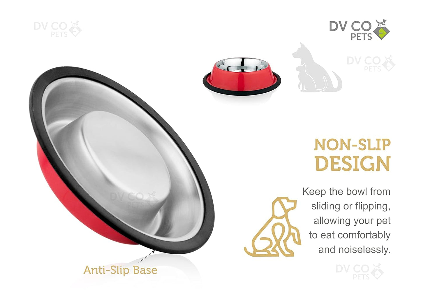 DV CO Stainless Steel Feeding Bowl for Pets | Water Bowl I Non-Toxic,Dishwasher Safe Pet Bowls for Dogs and Cats 16 OZ