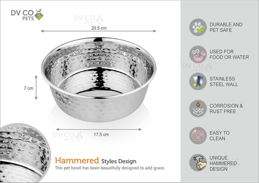 DV CO Stainless Steel Feeding Bowl for Pets | Water Bowl I Non-Toxic,Dishwasher Safe Pet Bowls for Dogs and Cats 2 QT