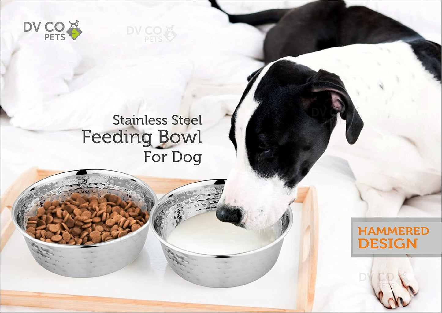 DV CO Stainless Steel Feeding Bowl for Pets | Water Bowl I Non-Toxic,Dishwasher Safe Pet Bowls for Dogs and Cats 2 QT