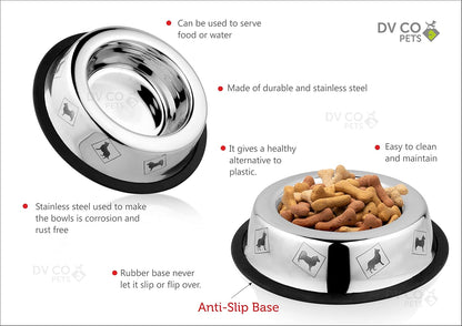 DV CO Stainless Steel Feeding Bowl for Pets | Water Bowl I Non-Toxic,Dishwasher Safe Pet Bowls for Dogs and Cats 16 OZ