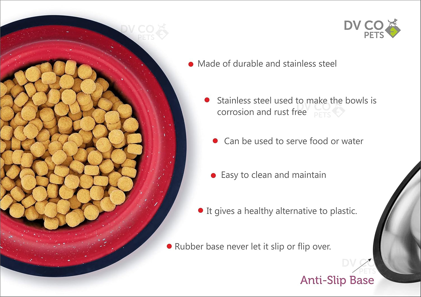 DV CO Stainless Steel Feeding Bowl for Pets | Water Bowl I Non-Toxic,Dishwasher Safe Pet Bowls for Dogs and Cats 24 OZ