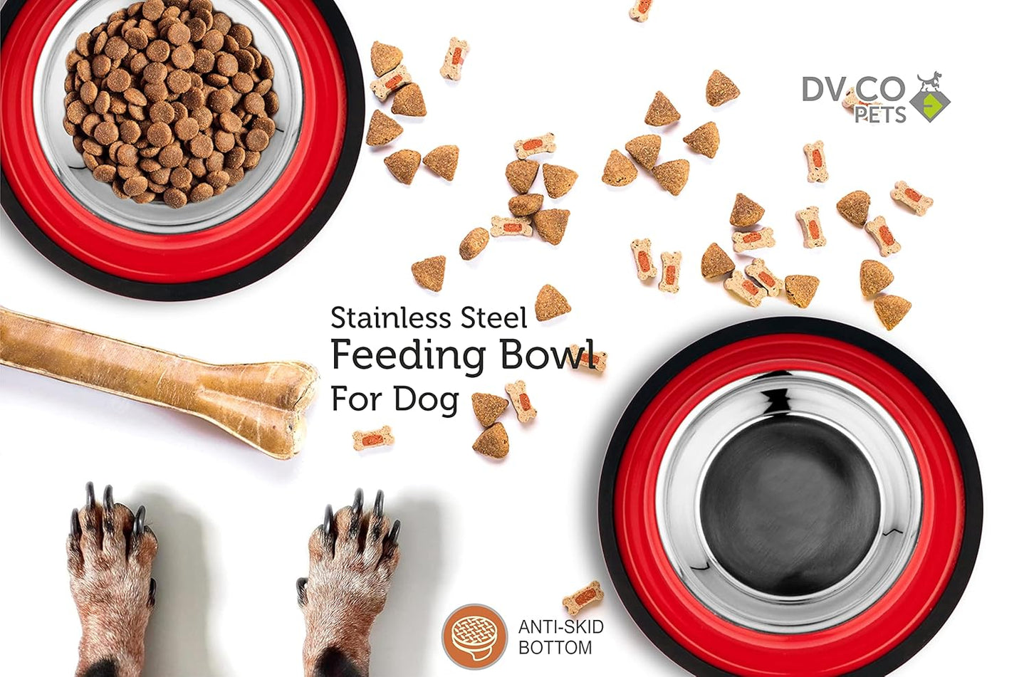 DV CO Stainless Steel Feeding Bowl for Pets | Water Bowl I Non-Toxic,Dishwasher Safe Pet Bowls for Dogs and Cats 16 OZ