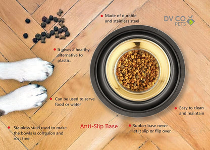 DV CO Stainless Steel Feeding Bowl for Pets | Water Bowl I Non-Toxic,Dishwasher Safe Pet Bowls for Dogs and Cats 16 OZ