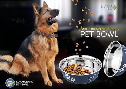 DV CO Stainless Steel Feeding Bowl for Pets | Water Bowl I Non-Toxic,Dishwasher Safe Pet Bowls for Dogs and Cats 24 OZ | DVCO15