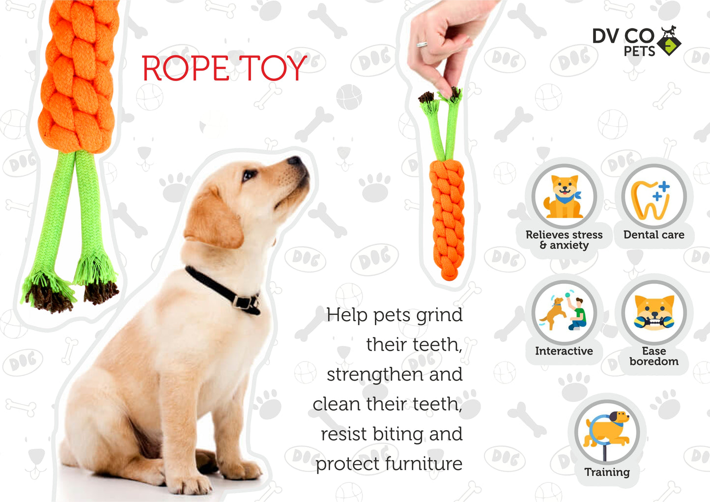 Carrot Shape Rope Chew Toy for Aggressive Chewers